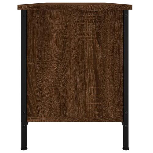Tv-bord med låger 102x35x45 cm konstrueret træ brunt egetræ