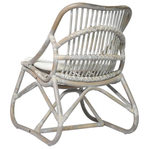 Rattanstol linned grå