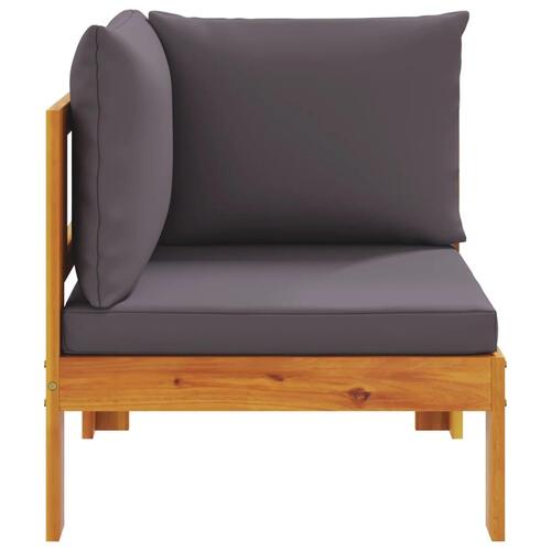 Hjørnemodul til havesofa med hynder massivt akacietræ