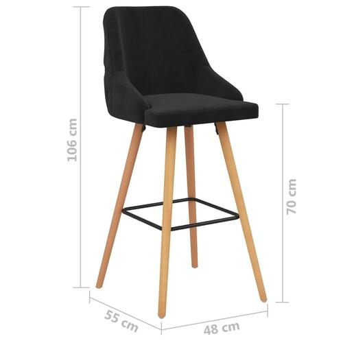 Barstole 2 stk. fløjl sort