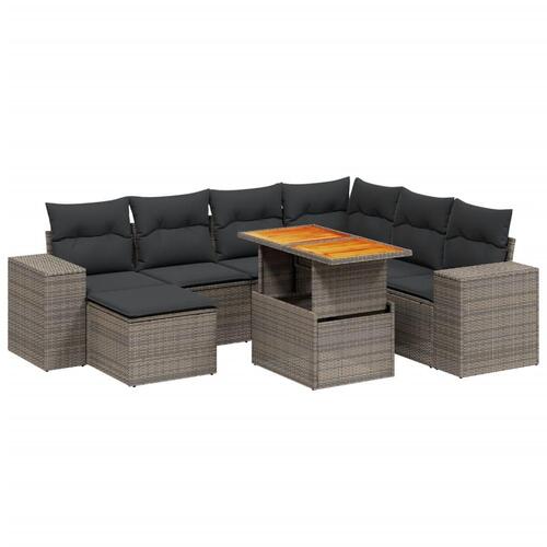 Sofasæt til haven 8 dele med hynder polyrattan grå