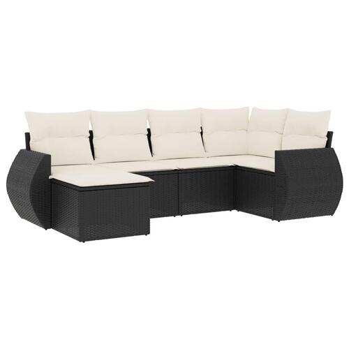 Sofasæt til haven 6 dele med hynder polyrattan sort