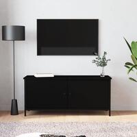 Tv-bord med låger 102x35x45 cm konstrueret træ sort