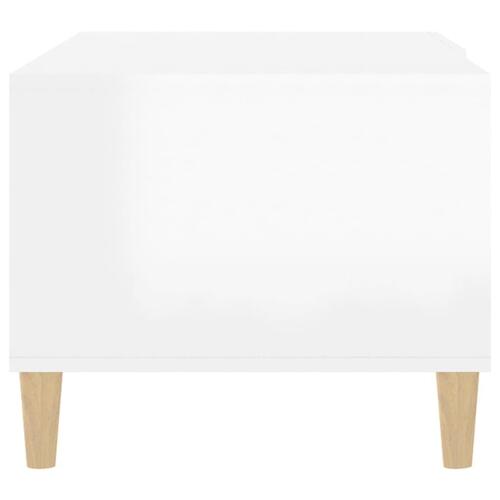 Sofabord 89,5x50x40 cm konstrueret træ hvid højglans