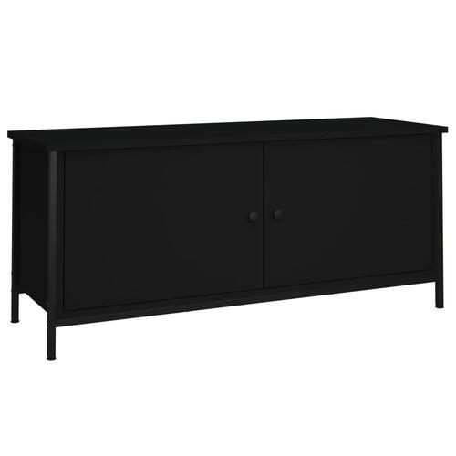 Tv-bord med låger 102x35x45 cm konstrueret træ sort