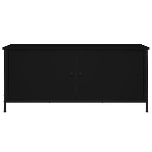 Tv-bord med låger 102x35x45 cm konstrueret træ sort