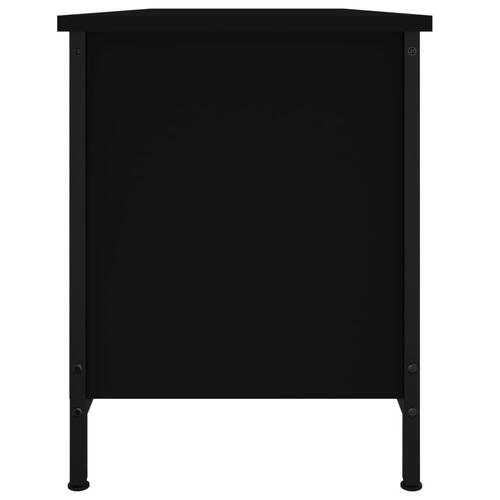 Tv-bord med låger 102x35x45 cm konstrueret træ sort
