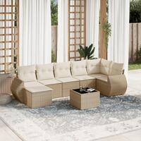 Sofasæt til haven 8 dele med hynder polyrattan beige