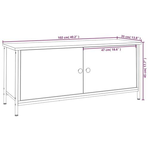 Tv-bord med låger 102x35x45 cm konstrueret træ sort