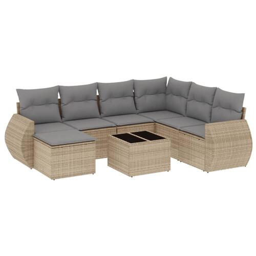 Sofasæt til haven 8 dele med hynder polyrattan beige