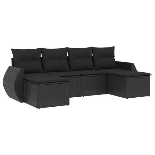 Sofasæt til haven 6 dele med hynder polyrattan sort