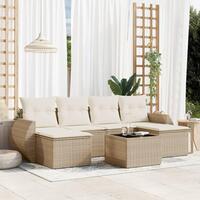Sofasæt til haven 7 dele med hynder polyrattan beige