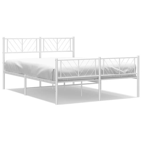 Sengeramme med sengegavl og fodgærde 140x200 cm metal hvid