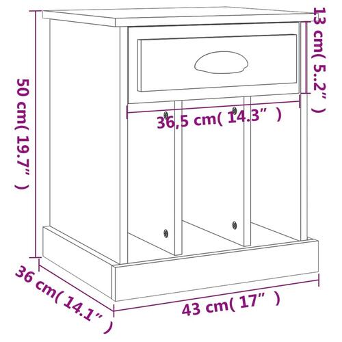 Sengeborde 2 stk. 43x36x50 cm sort