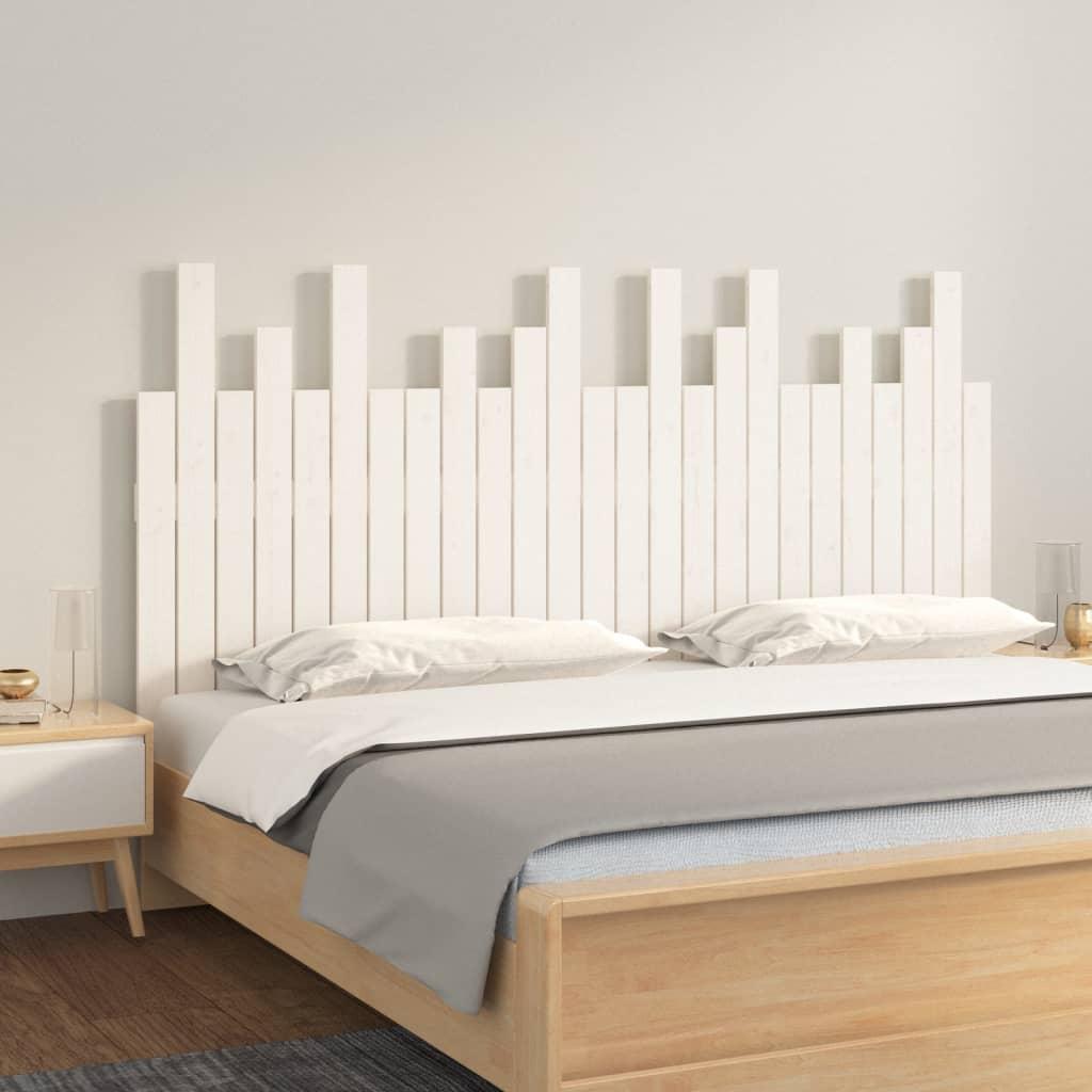 Sengegavl 159,5x3x80 cm massivt fyrretræ hvid billede