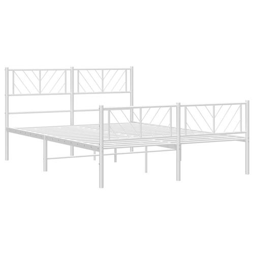 Sengeramme med sengegavl og fodgærde 140x200 cm metal hvid