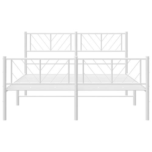 Sengeramme med sengegavl og fodgærde 140x200 cm metal hvid