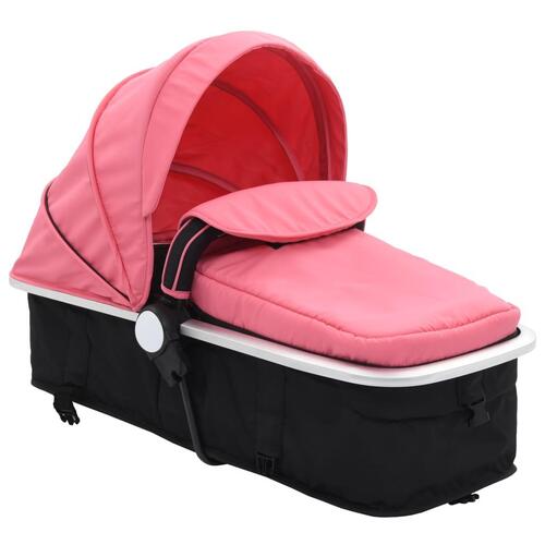 2-i-1 klapvogn/barnevogn aluminium pink og sort