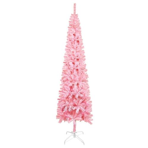 Smalt juletræ 210 cm lyserød