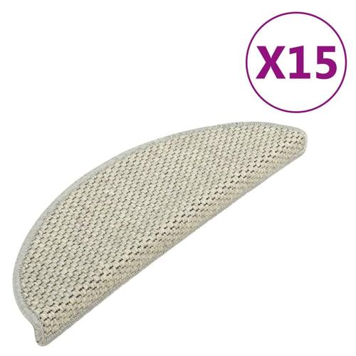 Selvklæbende trappemåtte 15 stk. 56x17x3 cm sisal-look lysegrøn