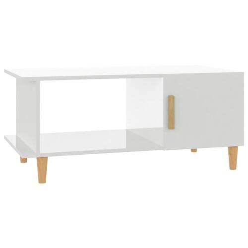 Sofabord 90x50x40 cm konstrueret træ hvid højglans