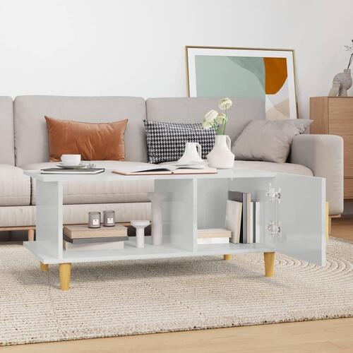 Sofabord 90x50x40 cm konstrueret træ hvid højglans