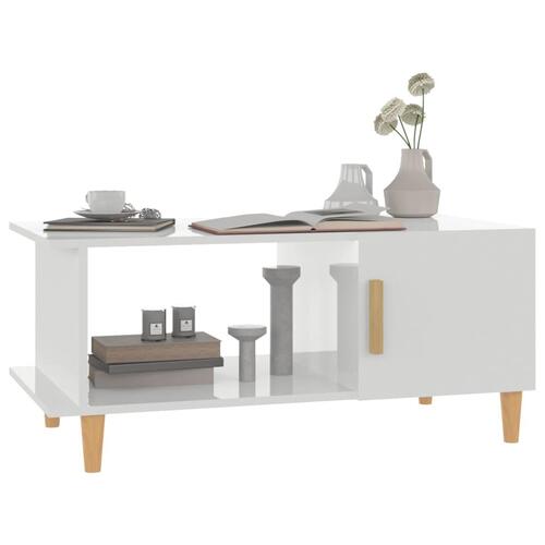 Sofabord 90x50x40 cm konstrueret træ hvid højglans