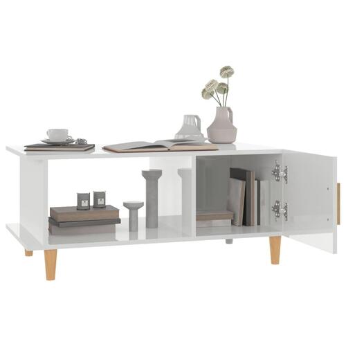 Sofabord 90x50x40 cm konstrueret træ hvid højglans