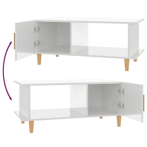 Sofabord 90x50x40 cm konstrueret træ hvid højglans
