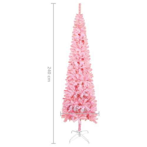 Smalt juletræ 240 cm lyserød