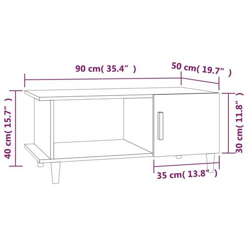Sofabord 90x50x40 cm konstrueret træ hvid højglans