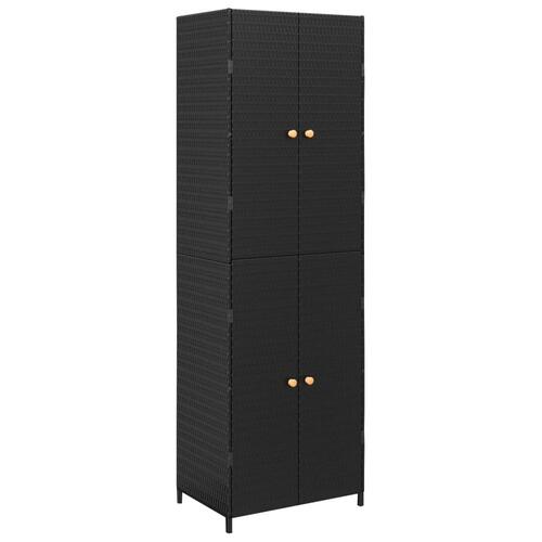 Opbevaringsskab til haven 59x40x180 cm polyrattan sort