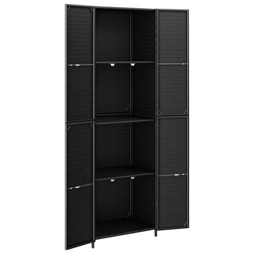 Opbevaringsskab til haven 59x40x180 cm polyrattan sort