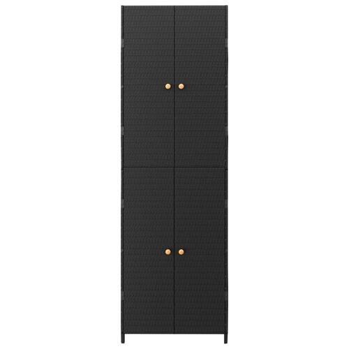 Opbevaringsskab til haven 59x40x180 cm polyrattan sort