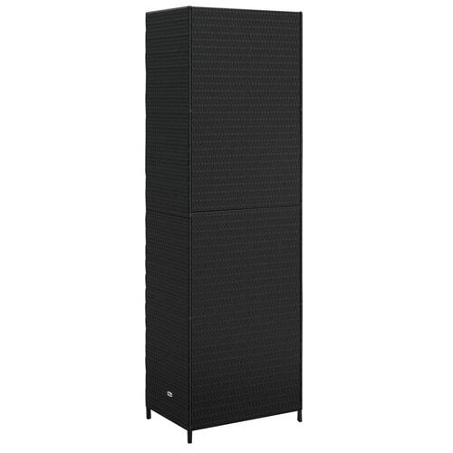 Opbevaringsskab til haven 59x40x180 cm polyrattan sort
