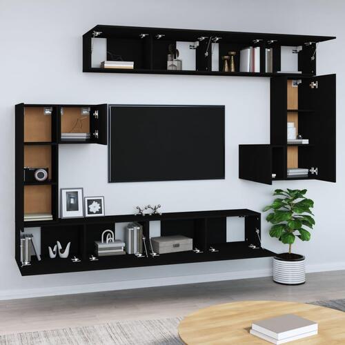 Væghængt tv-bord 37x37x72 cm konstrueret træ sort