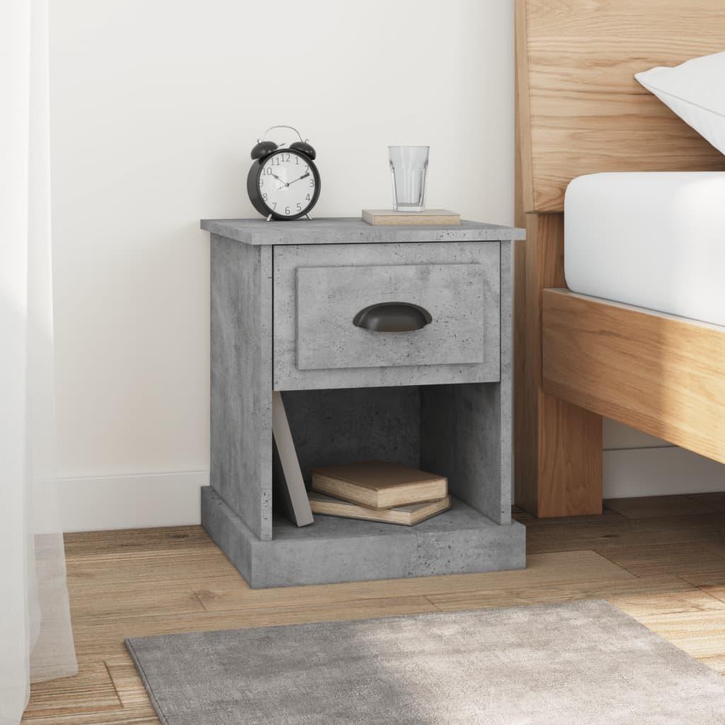 Sengeborde 2 stk. 39x39x47,5 cm konstrueret træ betongrå