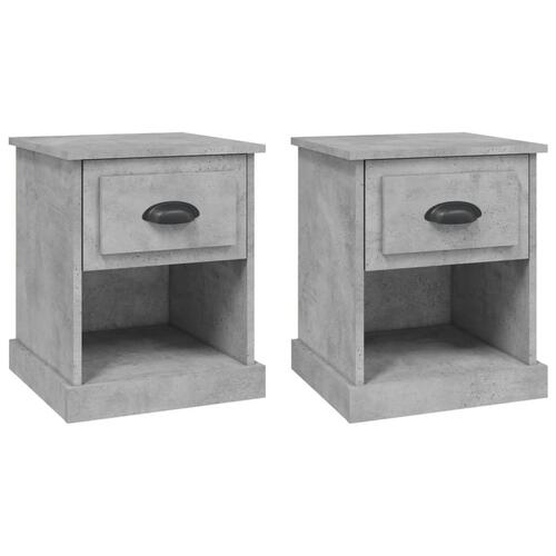 Sengeborde 2 stk. 39x39x47,5 cm konstrueret træ betongrå