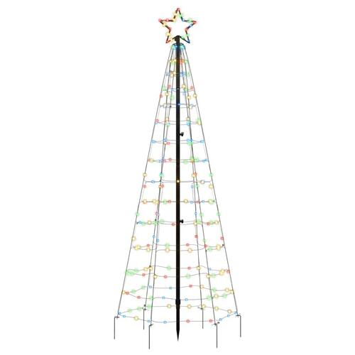 LED-juletræ med spyd 220 LED'er 180 cm farverigt lys
