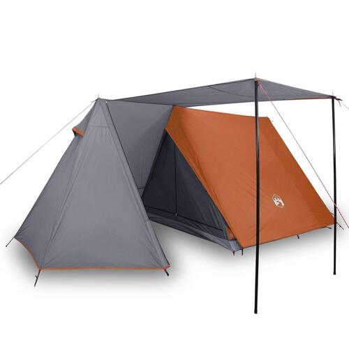 3-personers campingtelt vandafvisende grå og orange