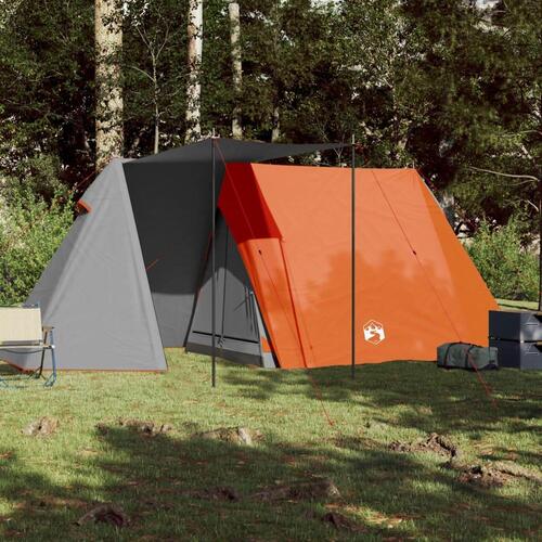 3-personers campingtelt vandafvisende grå og orange