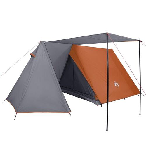 3-personers campingtelt vandafvisende grå og orange