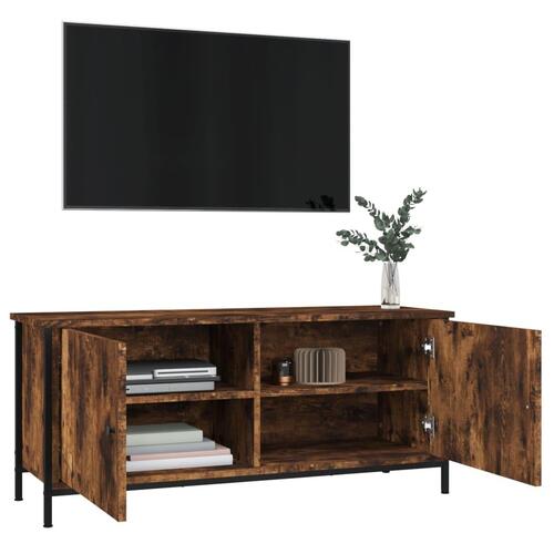 Tv-bord med låger 102x35x45 cm konstrueret træ røget egetræ