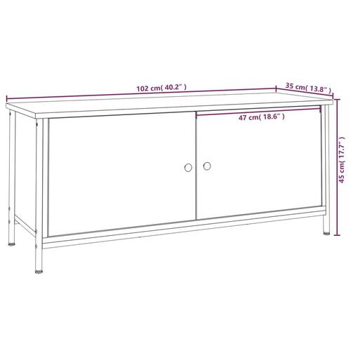 Tv-bord med låger 102x35x45 cm konstrueret træ røget egetræ