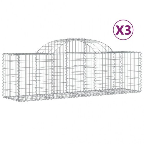 Buede gabionkurve - 3 stk. 200 × 50 × 60/80 cm i galvaniseret jern