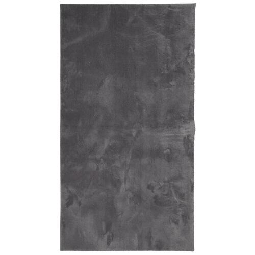 Gulvtæppe HUARTE 80x150 cm kort luv og vaskbart antracitgrå