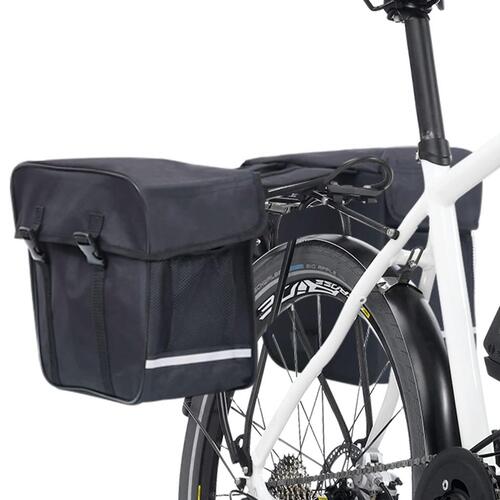 Dobbelt cykeltaske til bagagebærer vandtæt 35 l sort