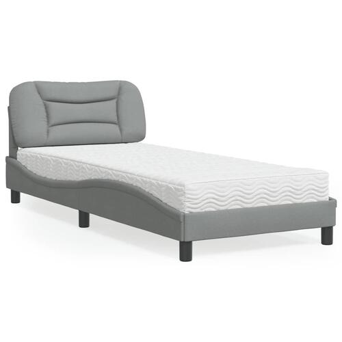Seng med madras 80x200 cm stof lysegrå