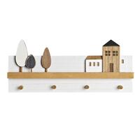 Knagerække til væggen Træ Huse Urban 40 x 4 x 17 cm