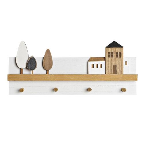 Knagerække til væggen Træ Huse Urban 40 x 4 x 17 cm
